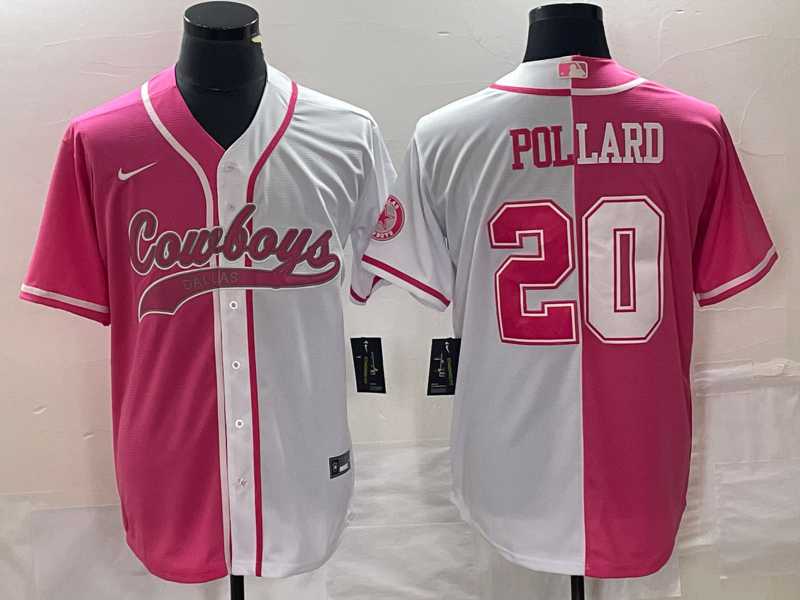 Men's Dallas Cowboys #20 Tony Pollard Pink White Split Cool Base Stitched Baseball Jersey,We sell and wholesale Men's Dallas Cowboys #20 Tony Pollard Pink White Split Cool Base Stitched Baseball Jersey on line form chian!